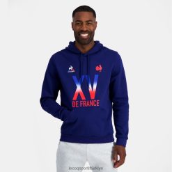 Le Coq Sportif Ayakkabı - Le Coq Sportif Kapşonlu Sweatshirt - XV De France Blue erkekler 0J64V825 giyim
