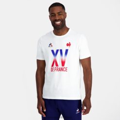 Le Coq Sportif Ayakkabı - Le Coq Sportif Tişört - XV de France White erkekler 0J64V8157 giyim