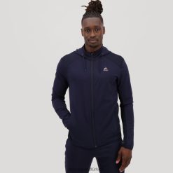 Le Coq Sportif Ayakkabı - Le Coq Sportif Zip mavisi ile kapüşonlu sweatshirt erkekler 0J64V8490 giyim