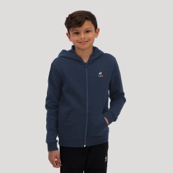 Le Coq Sportif Ayakkabı - Le Coq Sportif Zip mavisi ile kapüşonlu sweatshirt çocuklar 0J64V8670 giyim