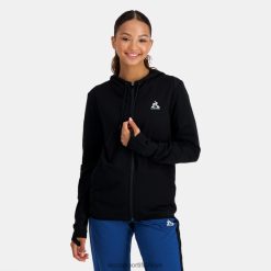 Le Coq Sportif Ayakkabı - Le Coq Sportif Zip siyah ile kapüşonlu sweatshirt kadınlar 0J64V8316 giyim