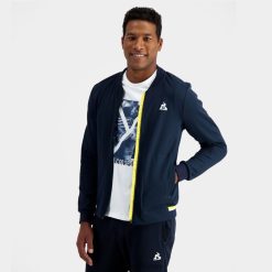 Le Coq Sportif Ayakkabı - Le Coq Sportif fermuarlı sweatshirt mavi erkekler 0J64V819 giyim