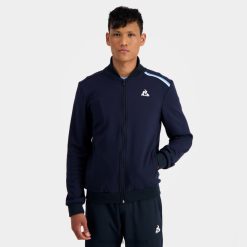 Le Coq Sportif Ayakkabı - Le Coq Sportif fermuarlı sweatshirt mavi erkekler 0J64V834 giyim