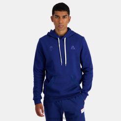 Le Coq Sportif Ayakkabı - Le Coq Sportif kapüşonlu sweatshirt mavi erkekler 0J64V831 giyim