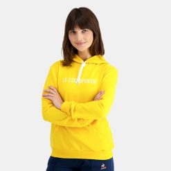 Le Coq Sportif Ayakkabı - Le Coq Sportif kapüşonlu sweatshirt sarı kadınlar 0J64V8598 giyim