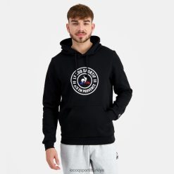 Le Coq Sportif Ayakkabı - Le Coq Sportif kapüşonlu sweatshirt siyah erkekler 0J64V846 giyim