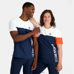 Le Coq Sportif Ayakkabı - Le Coq Sportif moda tişört mavisi erkekler 0J64V8163 giyim