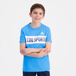 Le Coq Sportif Ayakkabı - Le Coq Sportif tişört mavisi çocuklar 0J64V8379 giyim