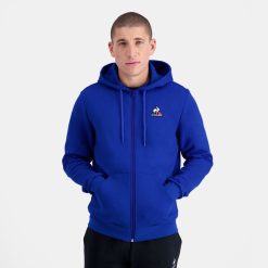 Le Coq Sportif Eşofman - Le Coq Sportif Zip mavisi ile kapüşonlu sweatshirt erkekler 0J64V854 giyim