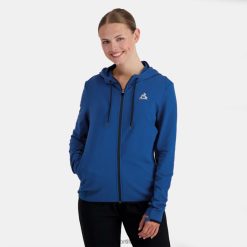Le Coq Sportif Eşofman - Le Coq Sportif Zip mavisi ile kapüşonlu sweatshirt kadınlar 0J64V8315 giyim