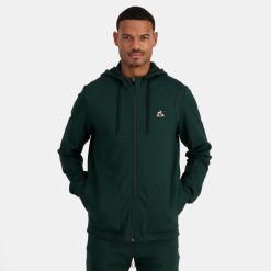 Le Coq Sportif Eşofman - Le Coq Sportif Zip yeşili kapüşonlu sweatshirt erkekler 0J64V8462 giyim