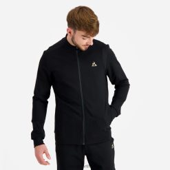 Le Coq Sportif Eşofman - Le Coq Sportif fermuarlı sweatshirt siyah erkekler 0J64V872 giyim