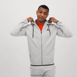 Le Coq Sportif Türkiye - Le Coq Sportif Zip gri kapşonlu sweatshirt erkekler 0J64V8485 giyim