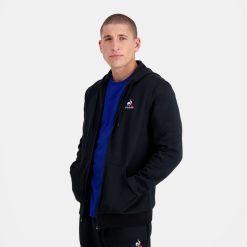 Le Coq Sportif Türkiye - Le Coq Sportif Zip siyah ile kapüşonlu sweatshirt erkekler 0J64V856 giyim